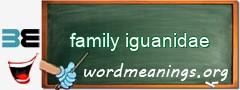 WordMeaning blackboard for family iguanidae